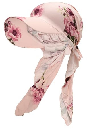 ZLYC Chemo-Kopfbedeckung für Damen, Krempe, Visier, Kopftuch, vorgebunden, leicht, Totenkopfmütze, Blumenmuster in Pink, Einheitsgröße