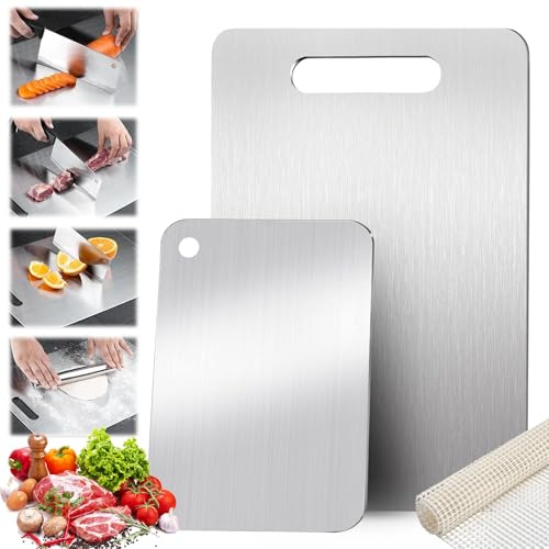 Lot De 2 Planches À Découper Titane Double Face Sans BPA 2 Tailles