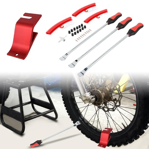 Desmontables de Neumáticos para Moto Palancas para Neumáticos Herramientas para Cambiar Neumáticos de Motocross con Retenedor de Talón y Destalonador