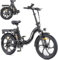 HillMiles MTB MilePort 1 Adult Electric Bike, 36V 13AH Removable Battery 250w Motor With 20‘*3.0’ Fat Tire Folding Electric Bike, Speed 25KM/H Range Up To 100KM City Commuter Ebike (Black)