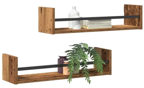 vidaXL Wandregal Wandhalterung 2 STK. Altholz 60 x 16 x 14 cm | Rustikaler Look bringt Charakter in jeden Raum, Hergestellt aus solidem recyceltem Holz,