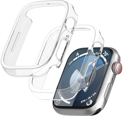 GEEDOOWIN 2 Stück [Nein Displayschutz] Schutzhülle für Apple Watch Series 9/8/7 45mm, Ultradünne Rundum Rahmen Stoßstange hülle, Schockfest Hart PC Gehäuse Schutz für iWatch 45mm zubehör, klar