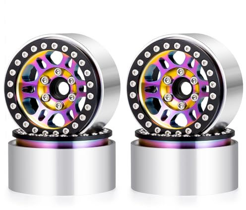 ZHRCFUN 4 Stück 1.9 Zoll Beadlock Felgen Mehrfarbig für SCX10 TRX4 1/10 | 1.9 Beadlock Rims, Multicolor, Aluminum, SCX10, TRX4, 1/10 Crawler, 4Pcs