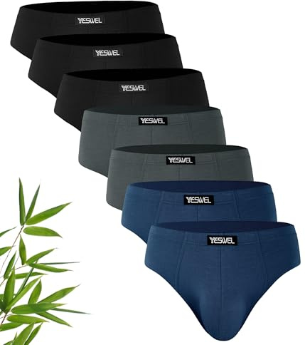YESWEL Slip Homme en Fibre de Bambou Lot de 7, sous-Vêtements Respirants Classiques, Ceinture Confortable et Douce, sans Étiquettes Anti-Frottement (Multicolore 01, M)