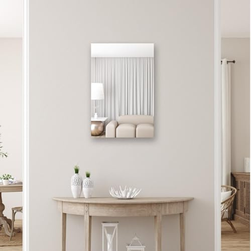 BAREX Glasloser Wandspiegel 40×60 cm – Bruchsicher & Leicht – Flexible Wandmontage, Sicher für Kinder, Ideal für Bad, Flur, Schlafzimmer & Kinderzimmer – Glasfreie Spiegel Alternative
