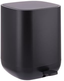 Relaxdays Mülleimer, 9 Liter, Absenkautomatik, entnehmbarer Inneneimer, Matter Kunststoff, Treteimer mit Deckel, schwarz