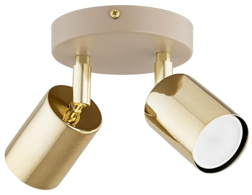 KAR LIGHTING Deckenleuchte 2-flammig Gold Rund – schwenkbarer Deckenstrahler & LED Spotlampe aus Metall – GU10 Strahler für Küche, Wohnzimmer, Flur – modern & LED geeignet