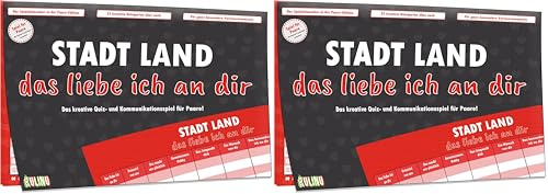 Kulinu Stadt, Land, das Liebe ich an dir - Spiel für Paare - Partner Geschenke Jahrestag - Geschenk für ihn sie Freund Freundin - 100% Made in Germany (Packung mit 2)