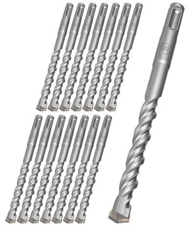 GEINXURN Set 15 PC SDS-Plus,10mm x 160mm,Forets Béton Carbure,Double Spirale pour Maçonnerie, Pierre,Béton Armé,Pierre Naturelle,Brique.
