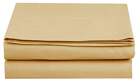 Sábana encimera de Lujo Elegante y Confortable sin Arrugas, 1500 Hilos, Calidad egipcia, 1 Pieza, Completa, Color Dorado – 2RW – Hoja Plana – Oro
