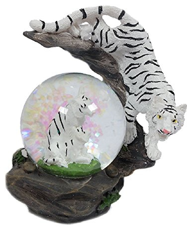 PIA International Glitzerkugel Tiger, weiß Schneekugel Tier Tiere Schneekugeln Raubkatze