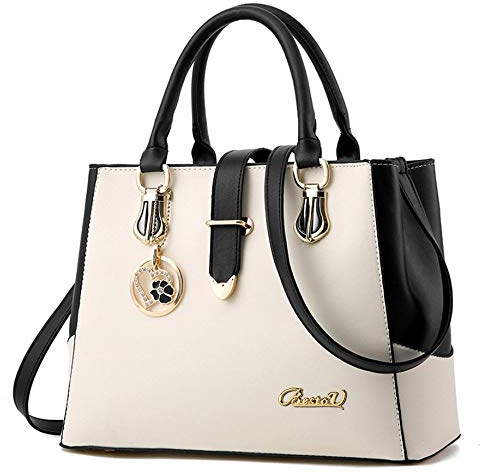BestoU Damen Handtaschen Schwarz groß taschen Leder gross moderne damen handtasche schultertasche Frauen Umhängetasche (Weiß)