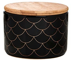 BUTLERS Aufbewahrungsdose Wellen 400 ml Schwarz -Queen IT- Keramik Vorratsdose mit Deckel, Küche Dekoration und Organisation für Aufbewahrung von Lebensmittel und Badezimmer Accessoires