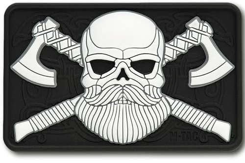 M-Tac Taktischer Aufnäher mit Totenkopf-Motiv für Militärausrüstung für Kleidung, Jacken, Rucksäcke, Hüte, mit Haken (Schwarz/Weiß)