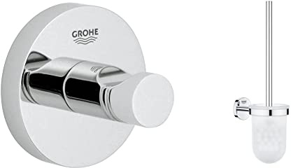 GROHE Bau Cosmopolitan| Badaccessoires - Toilettenbürstengarnitur | 40463001 & Essentials Badaccessoires - Bademantelhaken chrom 40364001