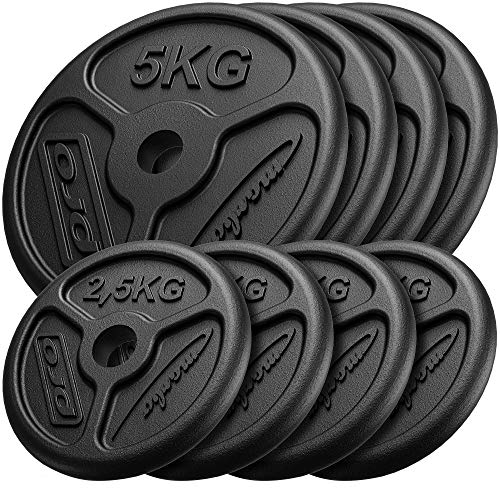 Marbo Sport Hantelscheiben aus Gusseisen Slim Set 4 x 5 kg + 4 x 2,5 kg MW-4x5KG_4x2,5KG-Slim