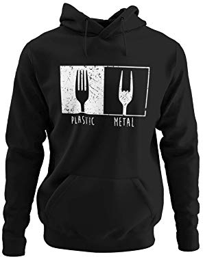 Knut Fashion & Streetwear Heavy Metal Fan Hoodie – Sweat-shirt à capuche pour homme fourchette à frites - Noir - X-Large
