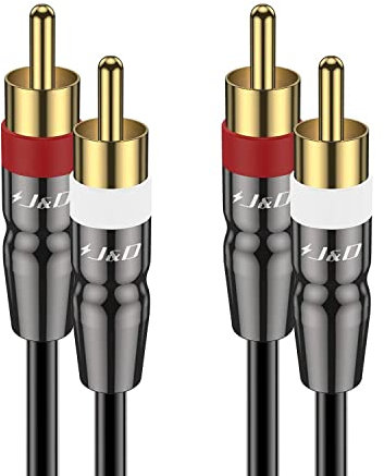 J&D 2 RCA a 2 RCA Audio Cable, Concha de Cobre Chapado en Oro 2RCA Macho a 2RCA Macho Cable Estéreo Audio RCA Cable, 7,5 Meter