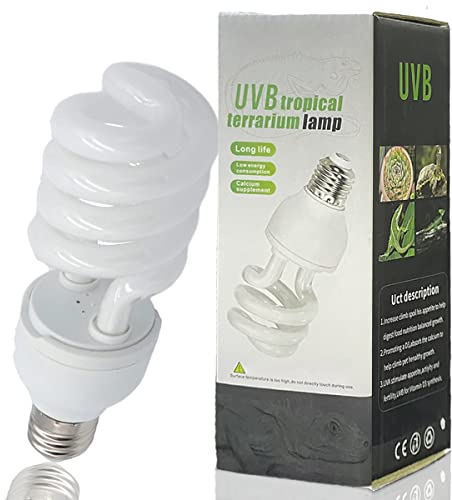 Ampoules UVB pour reptiles Ampoule tortue pour tortues aquatiques Lampes de terrarium tropical Supplément de calcium à économie d'énergie pour amphibiens de forêt tropicale lézard serpent (UVB5.0 26W)