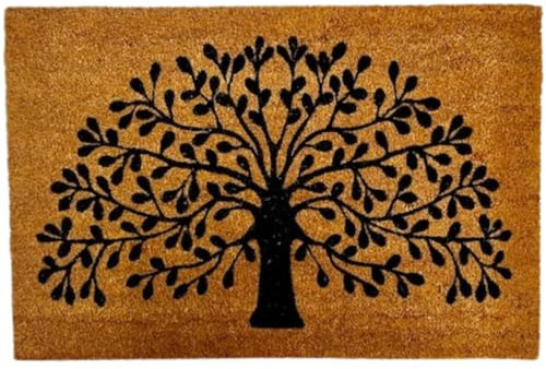 Touka Tree Of Life Premium Stylish Coir Rectangular Indoor/outdoor use Entrance Doormat (60 x 90 cm) | Non-Slip | Heavy Duty | Washable | Mud Absorbent | Front Door Rug