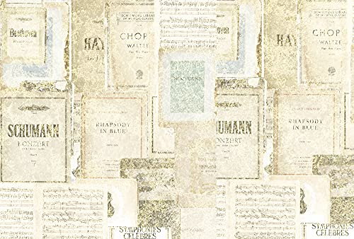 Architects Paper Fototapete Retro/Vintage Creme | Weiß SheetMusic | Atelier 47 4.00 m x 2.70 m Creme Weiß Schwarz