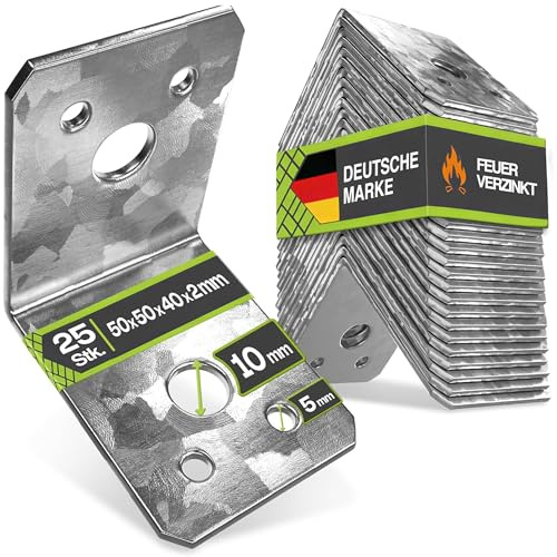 INNONEXXT® Premium Winkelverbinder | 25 Stk. 50 x 50 x 40 x 2 mm | Winkel, Winkelhalterung, L-Winkel, Metallwinkel, Stuhlwinkel, Stahlwinkel, Schwerlastwinkel - rostfreier Stahl