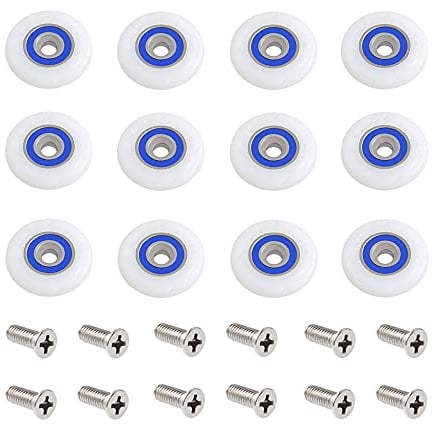 Gotetiso Duschkabinen Rollen 12 Stück Ersatzrollen für Duschkabinentür Ersatzteile Duschkabinen Rollen Glastürrolle 23mm Duschkabine Schiebetür Rollen Ersatzteile Rollenführung