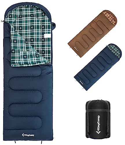 KingCamp Unisex-Adult Sleeping Bag Camp, Dickere Pro Navy-L-Zip, Komfort: 4°C Limit: 0°C Extrem: -15°C