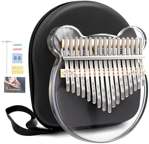 Piano de pulgar Kalimba acrílico, YUNDIE portátil de 17 teclas, piano de dedo de cristal Mbira, instrumentos musicales, regalo de cumpleaños para niños, adultos, principiantes profesionales