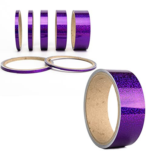 Oilslick Zierstreifen Sticker Fahrzeug Tuning Aufkleber Seitenstreifen Hologramm Klebebänder Design Stripes Regenbogen Effekt Zierband Folie Modellbau Basteln (30 mm, Glitzer Lila)