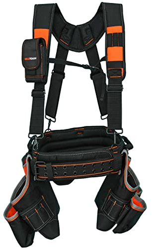 MELOTOUGH Pro Framer Tool Belt With Suspenders And Durable Tool Pouch For Carpenters And Multifunctional Tool Holder (Orange)