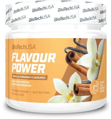 BioTechUSA Flavour Power, Aromatisiertes Tafelsüßepulver auf Sucralose-Basis ohne Zuckerzusatz, gluten- und palmölfrei, mit Inulin, 160g, Vanille-Zimt