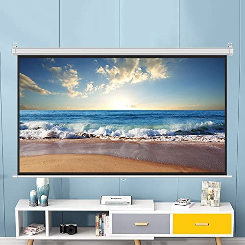 ZEELYDE Projector Screen,Manual Pull Down Projector Screen with Auto-Lock 4:3/16:9 HD Retractable Widescreen Wall-Mounted Projection Screen, for Home Theater Cinema Office Video Game