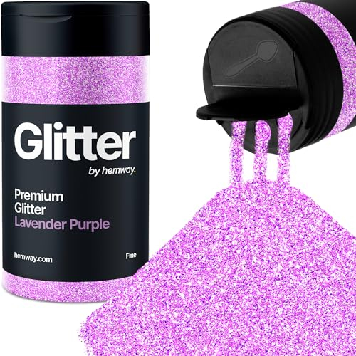 Hemway Premium Glitter Shaker - Lavender Purple | Fine Metallic Flake Sequins for Resin & Epoxy Crafts | Craft Supplies for Tumblers, Festival, Hair, Face, Body, Eye & Nail Art | 130 g