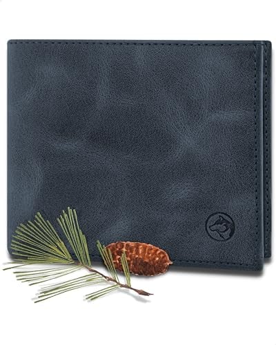 Wolfstrøm Geldbörse Herren Leder 'Nørge XL' – Tri-Fold Herren-Portemonnaie RFID-Blocker – 8 Karten-Fach, Ausweis-Fach, 2X Großes Zusatzfach, Scheinfach, Kleingeldfach – Midnight Blue