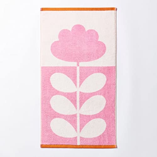 Orla Kiely Cut Stem Badetuch, Tulpe Pink & Paprika, 100 % Baumwolle (Handtuch 50 x 90 cm)