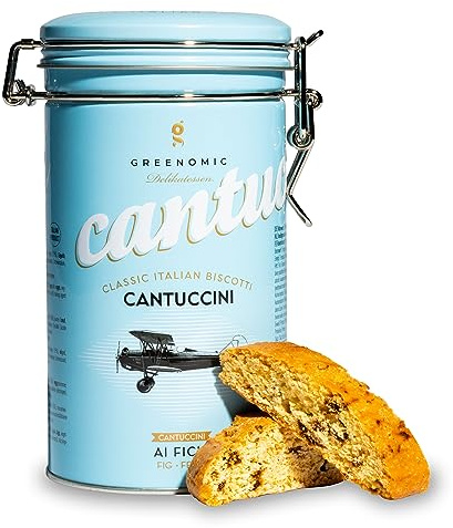Greenomic - italienische Cantuccini - 180g - ideal als Geschenk - original italienisches Gebäck mit Feige - verpackt in einer charmanten Geschenkdose - italienisch-sizilianisches-Gebäck