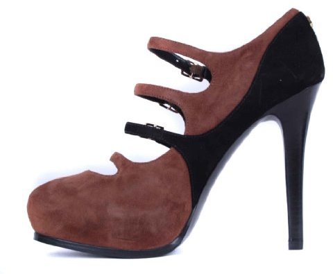 GUESS Pumps Riemchen Scarpe con tacco alto (marrone/nero, eu_Footwear_Size_System, Adulto, Numeric, Narrow, Numeric_37), Nero marrone, 37 EU Stretta