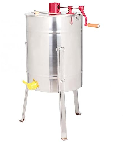 WRJAHCG Honigschleuder, 4 Rahmen Manuelle Honigschleuder, 304 Edelstahl Honey Extractor, mit Transparenter Abdeckung, für Bienenzüchter Zubehö,4 Frames