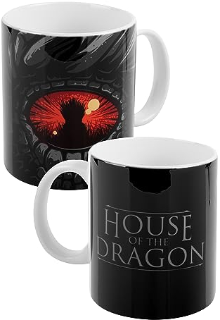 United Labels House of the Dragon - Taza de café (cerámica, 320 ml), diseño de ojo de dragón, color negro