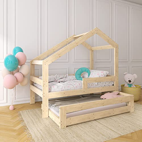 Need Sleep Ausziehbett Kinder Bett Mit Ausziehbarem Gästebett Ausziehbares Bett 90x200 / 180x90 Kinderbett Für 2 Kinder Jugendbett Tagesbett Ausziehbar Funktionsbett aus Holz