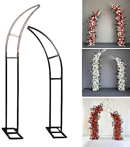Arche de Mariage en métal, Arche de Jardin en Metal pour Plantes grimpantes, Decoration Mariage/Arche de Ballons,la décoration de fête d'anniversaire, Black, 150cm+180cm
