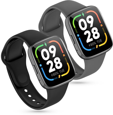 Xisair 2 Bracelets en Silicone Compatibles avec Redmi Watch 3 Active Bracelet de Remplacement Imperméables et Respirants pour Redmi Watch 3Active sangle