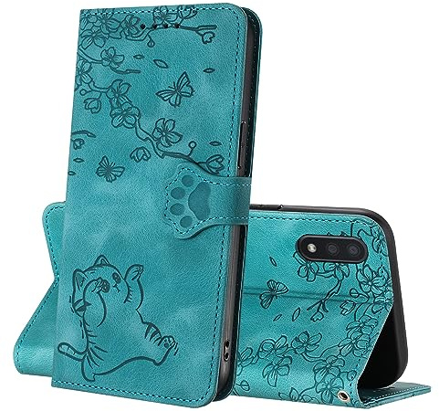 Netany Coque pour Samsung Galaxy A10/M10, Premium Étui Housse en Cuir Portefeuille Rabat Etui Cuir, Magnétique Protection Emplacements Cartes Fonction de Support Housse pour Samsung A10/M10 (Bleu)