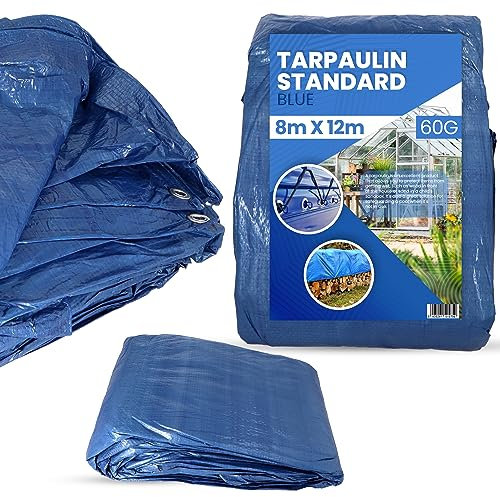 Lona Impermeable Exterior 8x12m PVC 50 g/m² Toldo de Protección Multiusos para Terrazas Muebles Jardín Piscina Coche Tarpaulina Industrial con Ojales Resistente al Agua