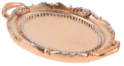 OUNONA Schmuck Tablett Schmucktablett Make-up-Organizer Schreibtischablage Wohnkultur Vintage-Dekor Tablett im europäischen Stil Make-up-Display-Fach europäischer Stil Ornamente Kerze
