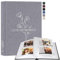 Lanpn Fotoalbum zum Selbstgestalten Einkleben, Kleines OUR MEMORIES Leinen Fotobuch 100 weißen Seiten mit Pergamin Trennblätter Fasst 9x13 10x15 13x18cm Fotos (19x27 cm, Grau)