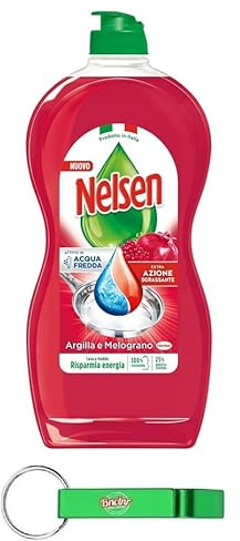 12x Nelsen Argilla Melograno, Detersivo Piatti - Geschirrspülmittel Ton Granatapfel - Entfettet gründlich und wirkt erfrischend auf das Geschirr 850ml + Beni Culinari Kostenloser Schlüsselanhänger