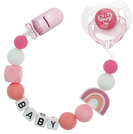 MYREBABY Reborn Baby Dolls Schnuller-Clips, Zubehör mit magnetischem Schnuller, rosa Stil, magnetische Schnuller-Clips für Reborn Babypuppe