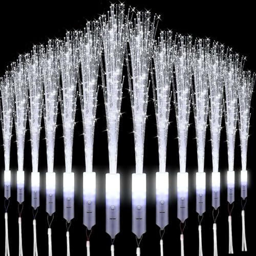 Lot de 72 plumeaux lumineux de mariage en fibre de verre - Plumeau LED blanc - Lampe en fibre optique - Bâton lumineux dans l'obscurité - Lampe en fibre optique pour mariage, fête, petit cadeau,